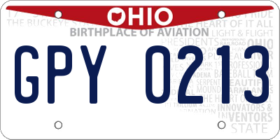 OH license plate GPY0213