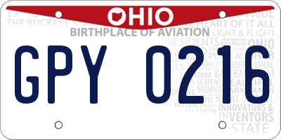 OH license plate GPY0216