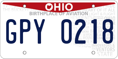 OH license plate GPY0218