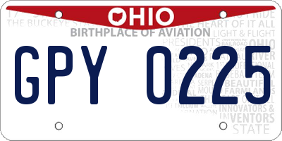 OH license plate GPY0225