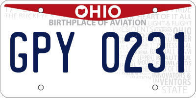 OH license plate GPY0231
