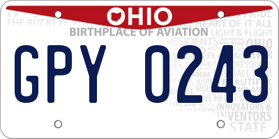 OH license plate GPY0243