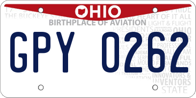 OH license plate GPY0262