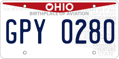 OH license plate GPY0280