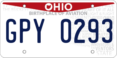 OH license plate GPY0293