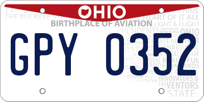 OH license plate GPY0352