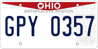 OH license plate GPY0357