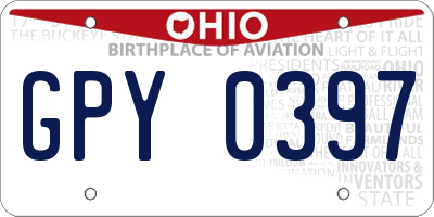 OH license plate GPY0397