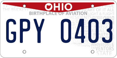 OH license plate GPY0403
