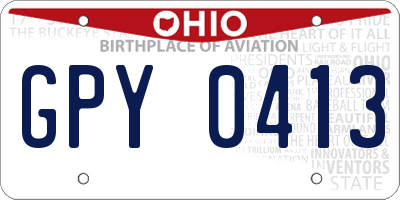OH license plate GPY0413