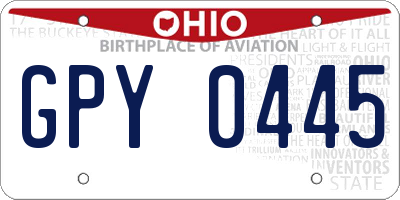 OH license plate GPY0445
