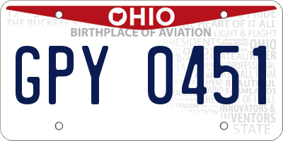 OH license plate GPY0451
