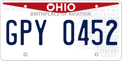 OH license plate GPY0452