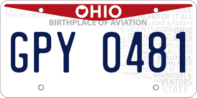 OH license plate GPY0481