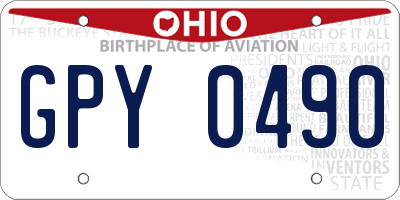 OH license plate GPY0490