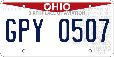 OH license plate GPY0507