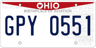 OH license plate GPY0551