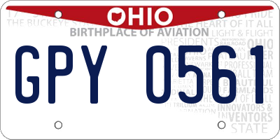 OH license plate GPY0561