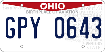 OH license plate GPY0643