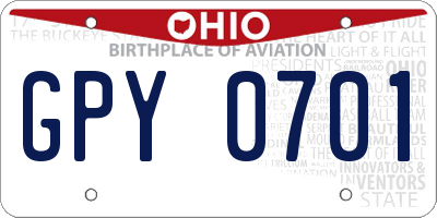 OH license plate GPY0701