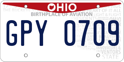 OH license plate GPY0709