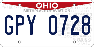 OH license plate GPY0728
