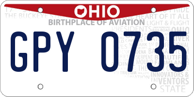 OH license plate GPY0735