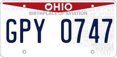 OH license plate GPY0747