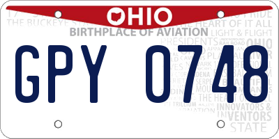 OH license plate GPY0748
