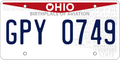 OH license plate GPY0749