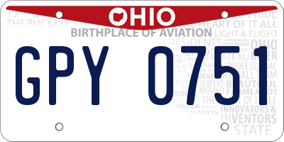 OH license plate GPY0751