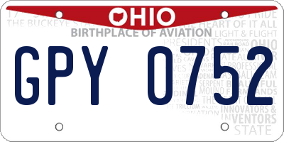 OH license plate GPY0752