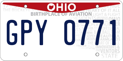OH license plate GPY0771