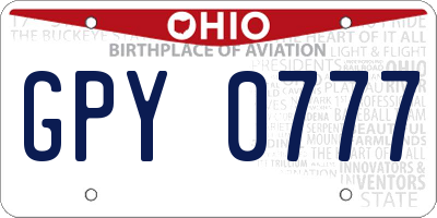 OH license plate GPY0777