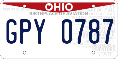 OH license plate GPY0787