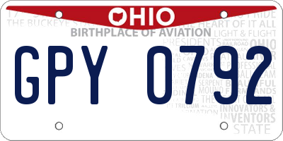 OH license plate GPY0792