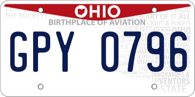 OH license plate GPY0796
