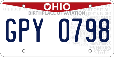 OH license plate GPY0798