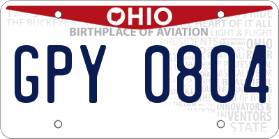 OH license plate GPY0804