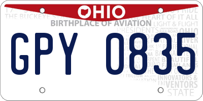 OH license plate GPY0835
