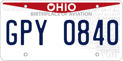 OH license plate GPY0840