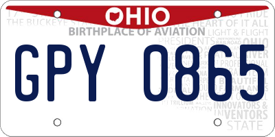OH license plate GPY0865