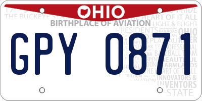 OH license plate GPY0871
