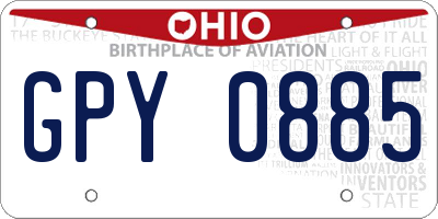 OH license plate GPY0885