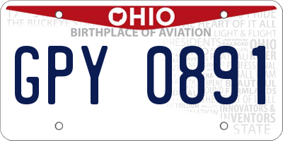 OH license plate GPY0891