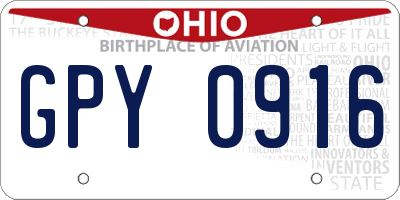 OH license plate GPY0916