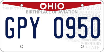 OH license plate GPY0950