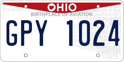 OH license plate GPY1024