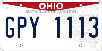 OH license plate GPY1113