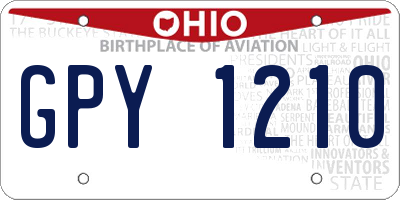 OH license plate GPY1210